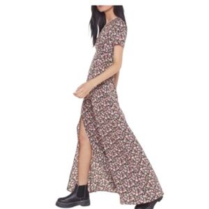 Nasty Gal Black Floral Maxi Dress